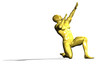 Gold hero man statue in shooting, victory pose