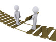 Person on bridge helping another Person on bridge helping another