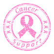 Vector of a grunge rubber stamp with pink ribbon