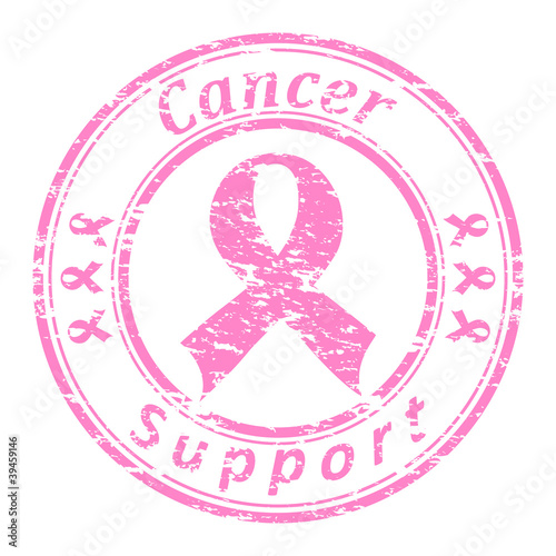 Vector: Vector of a grunge rubber stamp with pink ribbon Vector of a grunge rubber stamp with pink ribbon