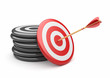 Arrow in target 3D. success hitting. Business concept. Isolated