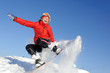 Photo: Young woman on snowboard Young woman on snowboard