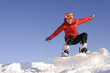 Photo: Young woman on snowboard Young woman on snowboard