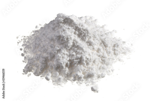 Photo: Cocaine drugs heap isolated on white, close up view Cocaine drugs heap isolated on white, close up view