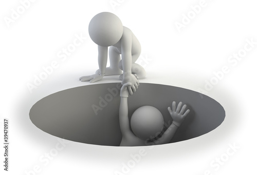 Illustration: 3d small people - help to the friend 3d small people - help to the friend
