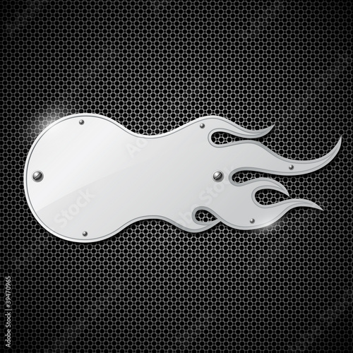 Vector: Blank plate stainless steel fire flames background, illustration Blank plate stainless steel fire flames background, illustration