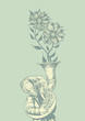 Elephant trumpet and flower. retro style. vector illustration.