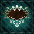 Elegant vintage rococo label in dark green