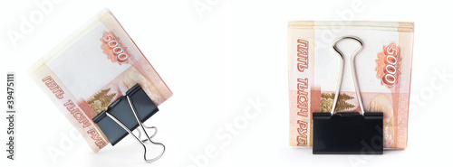 Photo: The isolated 5000 rubles in a clip The isolated 5000 rubles in a clip