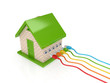Colorful patch cords and small house. Colorful patch cords and small house.