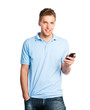Illustration: Junger Mann mit Smartphone Junger Mann mit Smartphone