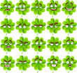 Vector cute cartoon four-leaf clover smiles