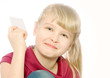 smiling girl shows card