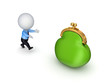 3d small people and green purse. 3d small people and green purse.