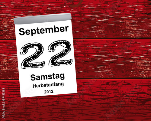 Illustration: Kalender Holz - 22.09.2012 - Herbstanfang Kalender Holz - 22.09.2012 - Herbstanfang