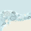 Grange Sea background. Hand drawn vector illustration