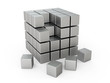 Illustration: Metal cubes on a white background Metal cubes on a white background