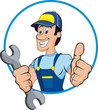 Cartoon mechanic with tools Cartoon mechanic with tools