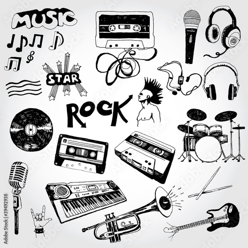 Vector: Vector Music Elements Hand Drawn Vector Music Elements Hand Drawn