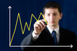 Businessman sketching diagram of changes of market