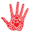 print hand with hearts