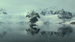 antarctic landscape with calm sea