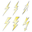 Gold Lightning bolt with silver margins set on white