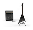 Electric guitar and combo guitar amplifier with speaker cabinet