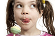 girl with a lollipop, isolated on white background