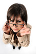 a beautiful girl wears glasses