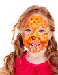 Children with paint of face.