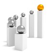 Conceptual diagram of teamwork and leadership with balls