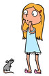 Girl scared of mouse