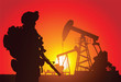Vektor: US soldier with oil rigs on the background US soldier with oil rigs on the background