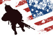 Vektor: US solgier with an American Flag on the background US solgier with an American Flag on the background