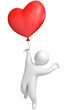 Balloon in heart shape. Man flying in a balloon