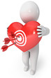 Balloon in heart shape. Darts on target