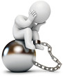 Illustration: Man shackled, prison inmate, 3d render Man shackled, prison inmate, 3d render