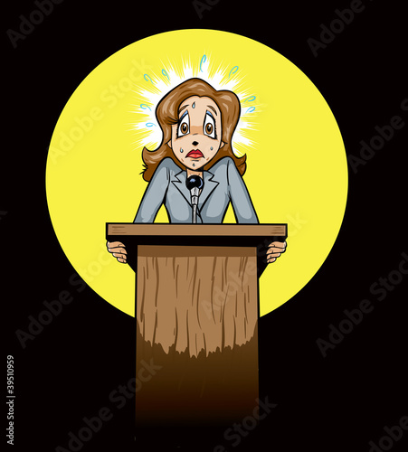 Vector: Scared public speaker/politician Scared public speaker/politician