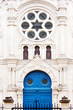 Facade of historical synagogue in Reims, France
