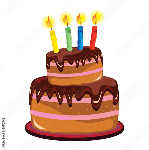 Vektor: vector birthday cake with burning candles vector birthday cake with burning candles