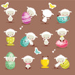 Cute easter character set, vector illustration