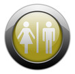 Yellow Metallic Orb Button "Restrooms"