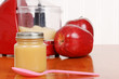 homemade apple sauce baby food with spoon