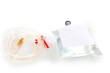 Bag of intravenous antibiotics and plastic infusion set isolated