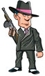 Cartoon 1920 gangster with a machine gun Cartoon 1920 gangster with a machine gun