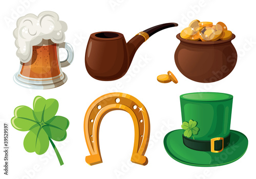 Vector: Set of St. Patrick's Day icons. Isolated on white background. Set of St. Patrick's Day icons. Isolated on white background.