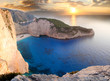 Amazing beach Navagio against sunset, Zakynthos, Greece