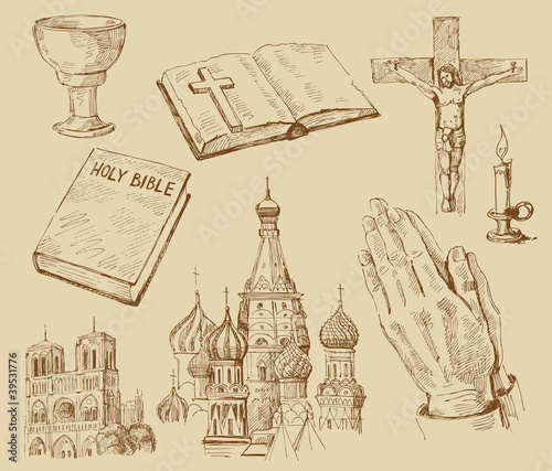 Vector: religion-hand drawn collection religion-hand drawn collection