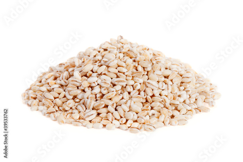 Photo: Pile Pearl barley (pearled barley) isolated on white background. Pile Pearl barley (pearled barley) isolated on white background.